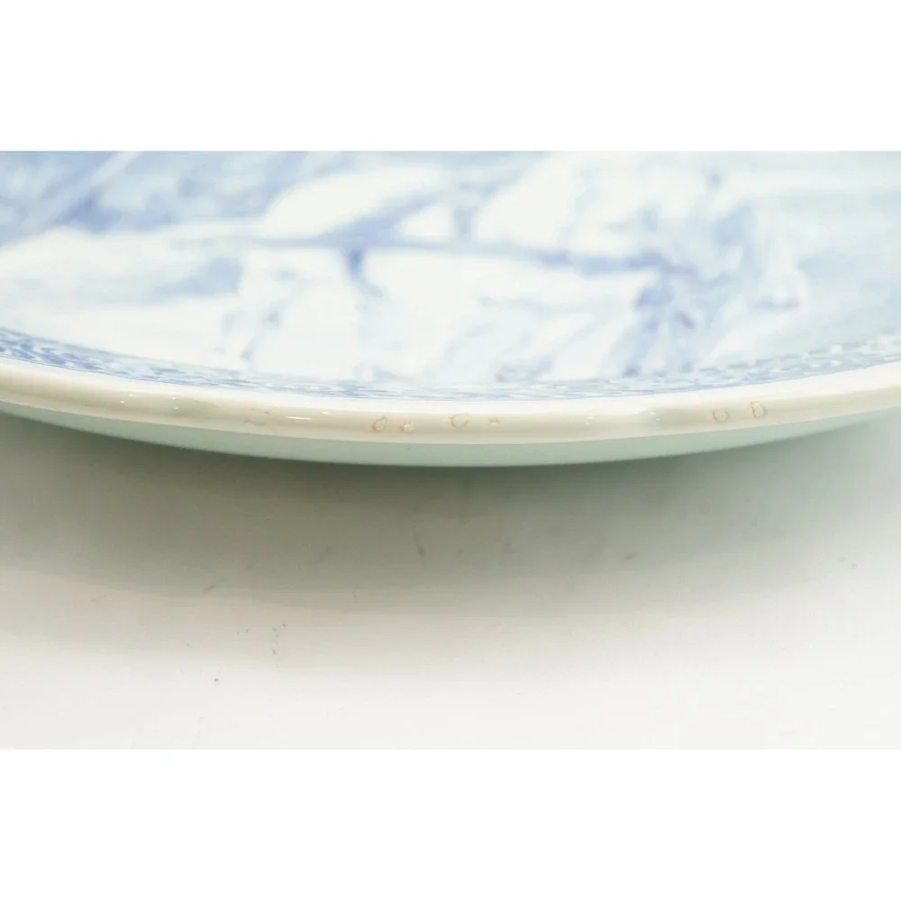 VGC Boch Freres Delfts Charger Plate Blue White Horse Carriage Scalloped Rim 16